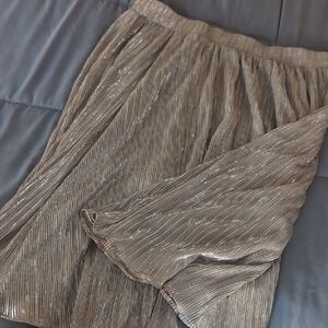 New York & Company Metallic Pleated Skirt